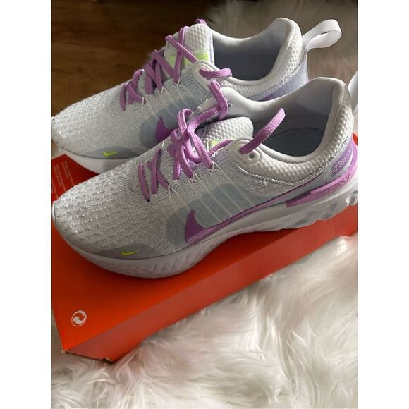 Nike Wmns React Infinity Run FK 3 White Purple Size 7.5 Women Running DZ3016-100 - Picture 1 of 6